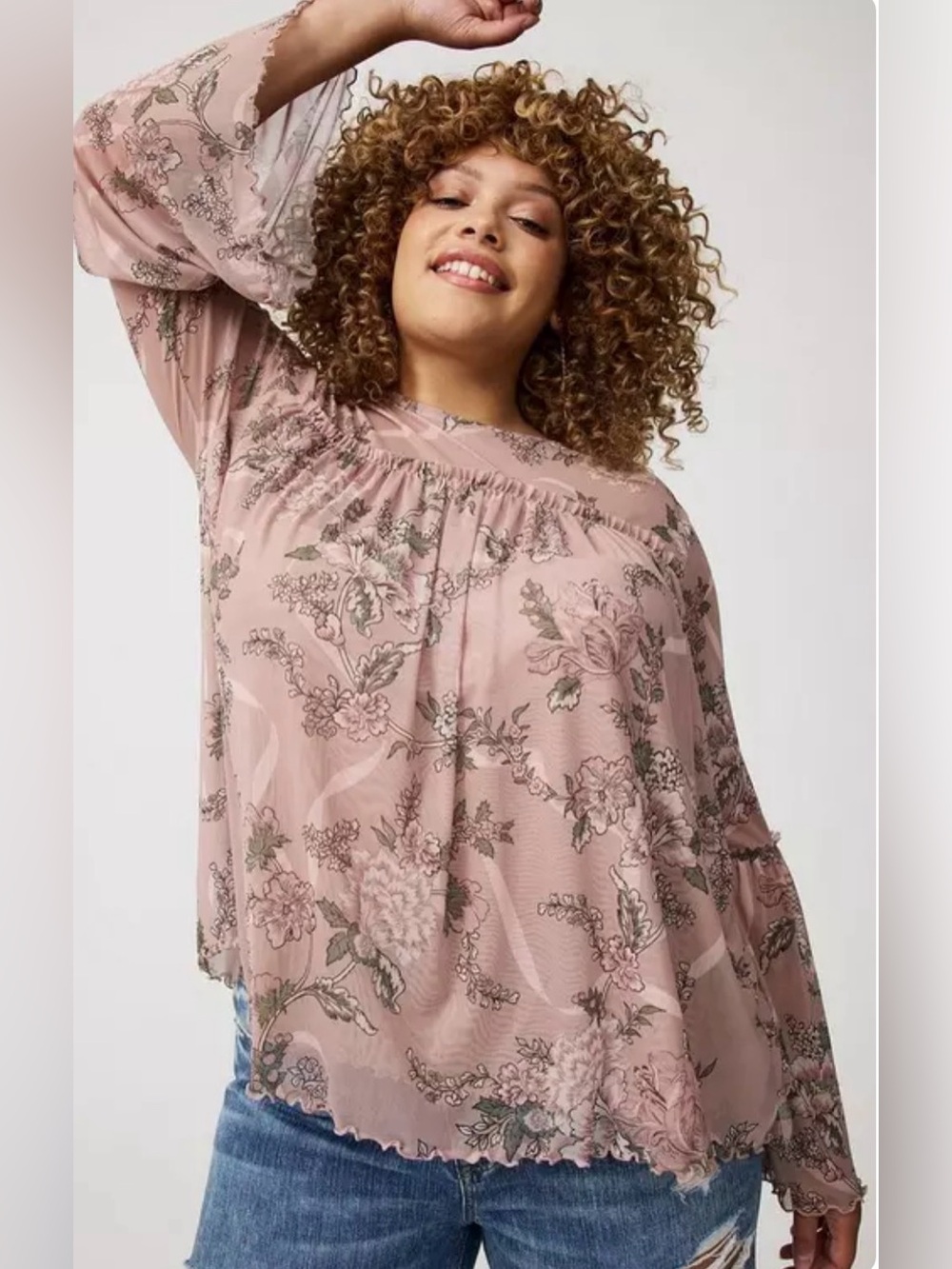 Torrid Mesh Women’s Floral Peasant Blouse Size L